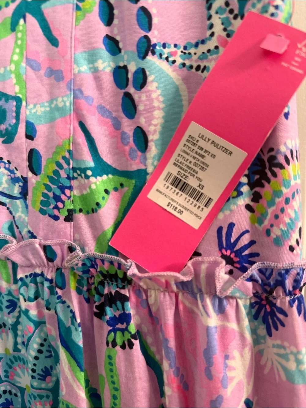 Lily Pulitzer Sleeveless Lorina V neck Lilac Freesia Mermaid printed Dress - Picture 2 of 6